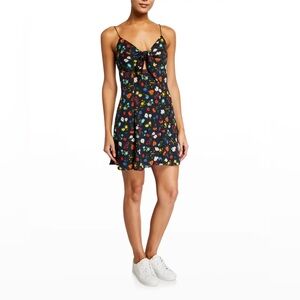 Alice+Olivia Black Floral Tie-Front Dress